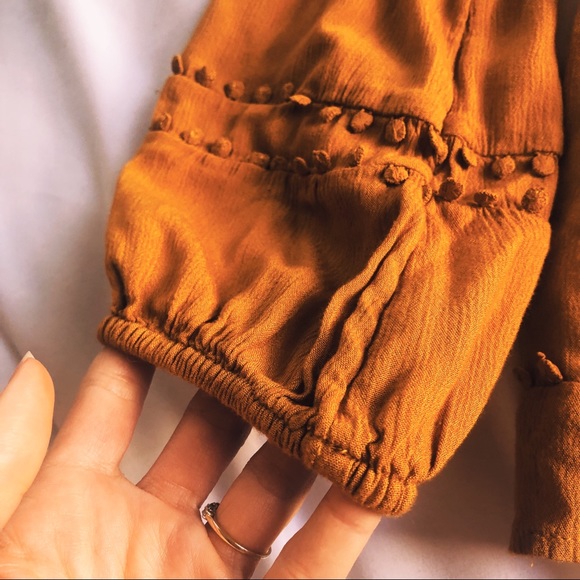 Mustard Yellow Bohemian Long Sleeve Blouse - Picture 4 of 6